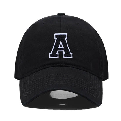Initial Letter A-Z Embroider Baseball Cap Men Womne Soft Cotton Team Sport Visors Snapback Caps