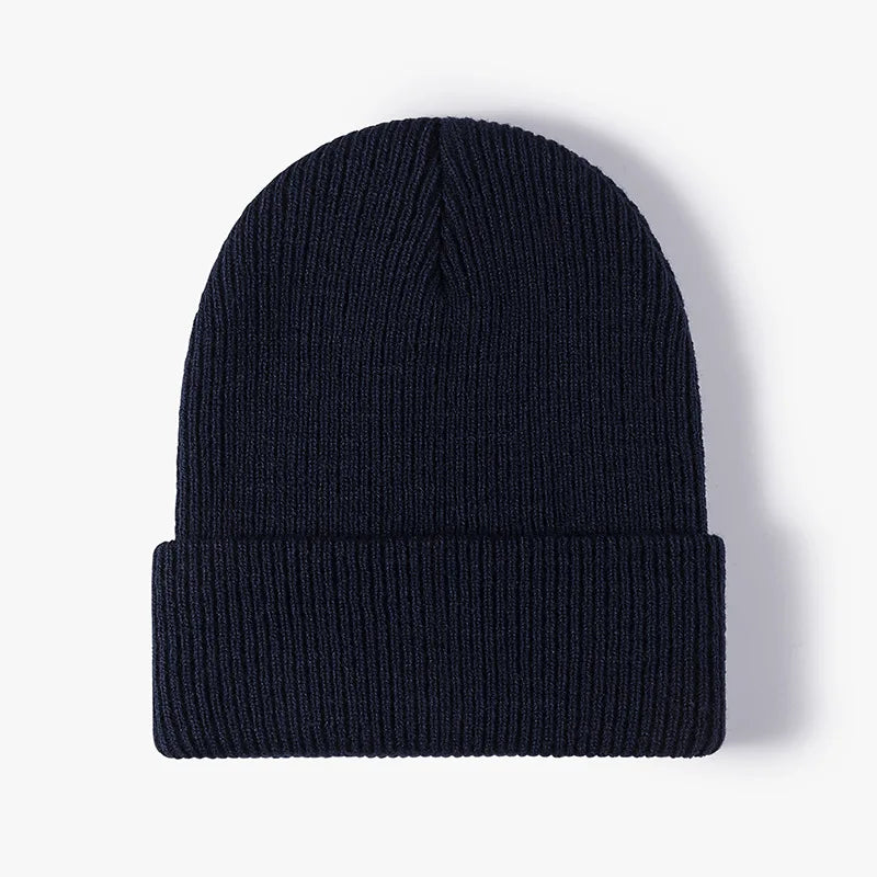 Women Men Autumn Winter Warm Beanie Hat Solid Color Lady Male Stretch Knitted Crochet Beanies Cap