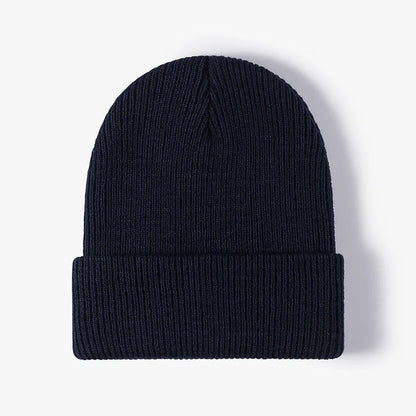Women Men Autumn Winter Warm Beanie Hat Solid Color Lady Male Stretch Knitted Crochet Beanies Cap
