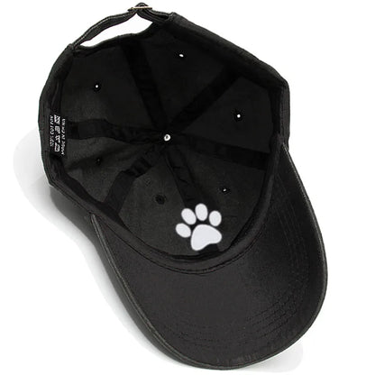 Dog Paw Embroidered Baseball Cap Women Men Adjustable Washed Cotton Dad Hat Unisex Classic Golf Caps