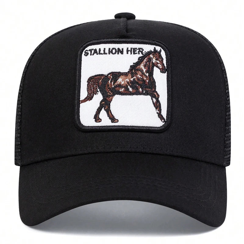 Unisex Horse Stallion Her Embroidery Baseball Net Caps Spring Summer Outdoor Adjustable Casual Hats