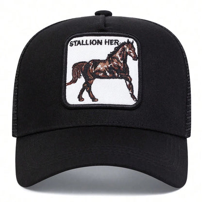 Unisex Horse Stallion Her Embroidery Baseball Net Caps Spring Summer Outdoor Adjustable Casual Hats
