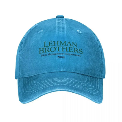Retro Lehman Brothers Risk Management Department 2008 Trucker Hat Unisex Distressed Washed Headwear