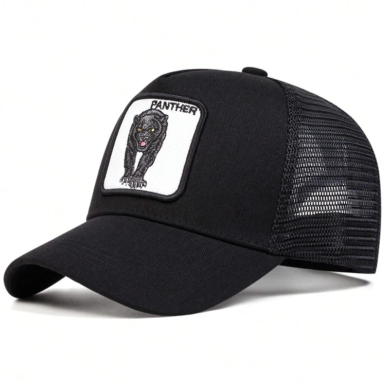 Unisex Leopard Embroidery Baseball Net Caps Spring Summer Outdoor Adjustable Casual Hats Sunscreen