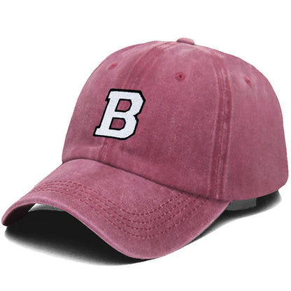 Initial Letter A-Z Embroidery Baseball Cap Men Womne Washed Cotton Dad Hats Team Sport Visors