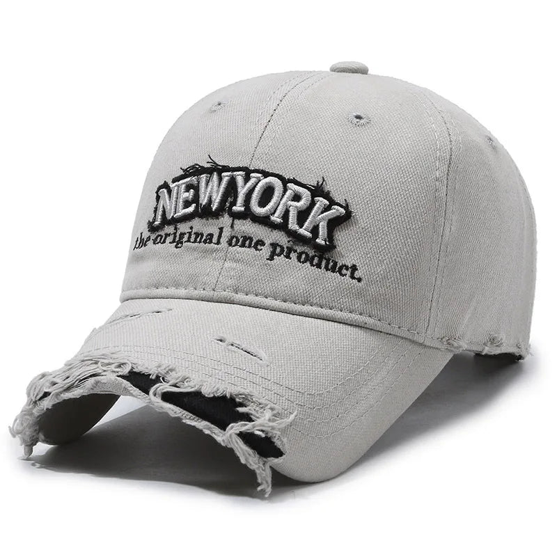 Vintage Old Hole Embroidery Letters Cowboy Baseball Cotton Soft Top Men S Women Spring Summer Casual