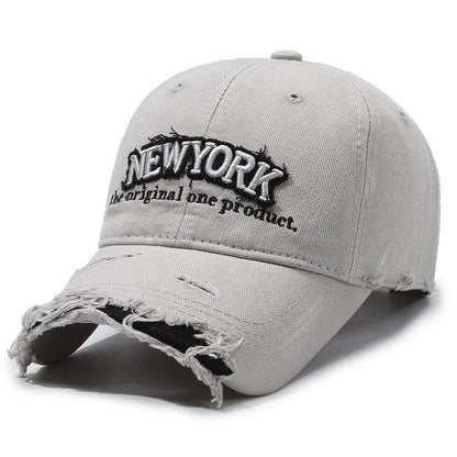 Vintage Old Hole Embroidery Letters Cowboy Baseball Cotton Soft Top Men S Women Spring Summer Casual