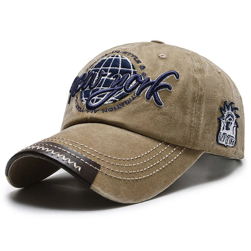 Vintage New York Embroidered Baseball Cap Soft Washed Dad Hat Letter Embroidery Washed Vintage Duckbill Cap