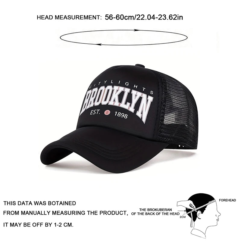 Unisex Brooklyn Printing Baseball Net Caps Spring Summer Outdoor Adjustable Casual Hats Sunscreen