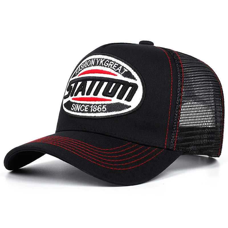 Style Unisex Baseball Cap Classic Station Letter Pattern Mesh Men Women Breathable Streetwear Summer