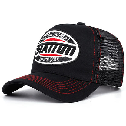 Style Unisex Baseball Cap Classic Station Letter Pattern Mesh Men Women Breathable Streetwear Summer