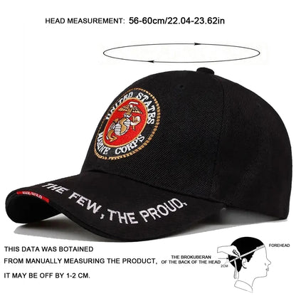 Unisex United States Marine Corps Embroidered Baseball Cap Spring Autumn Outdoor Adjustable Casual