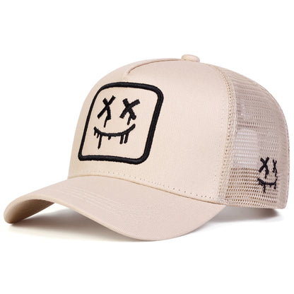 Unisex Xx Smiling Face Embroidery Baseball Net Caps Spring Summer Outdoor Adjustable Casual Hats