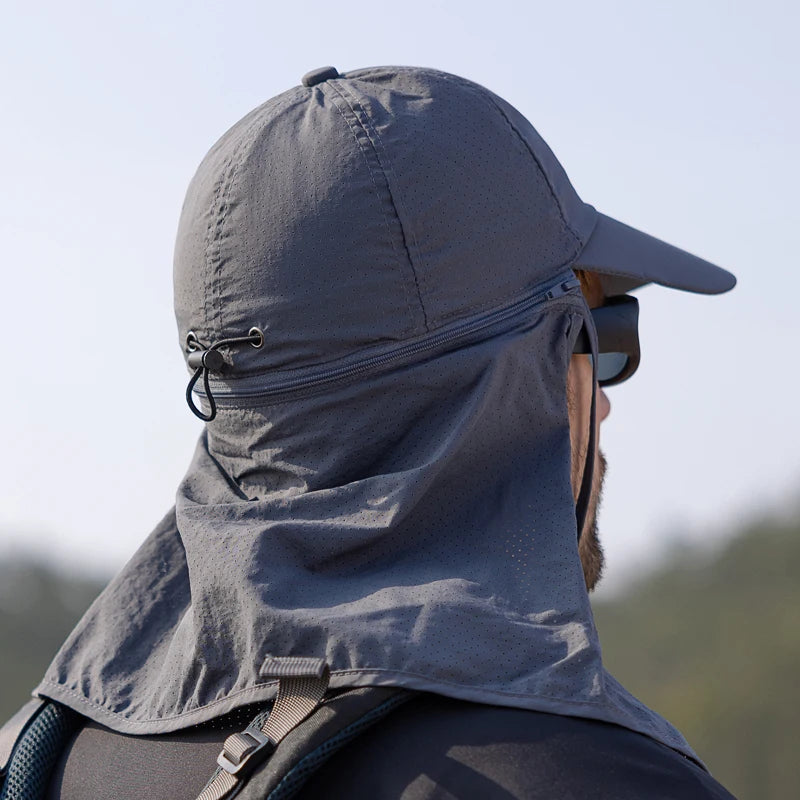 Xinbaoguan 100% polyester 9237 summer sun protection hat for men and women quick drying fisherman hat with shawl baseball cap