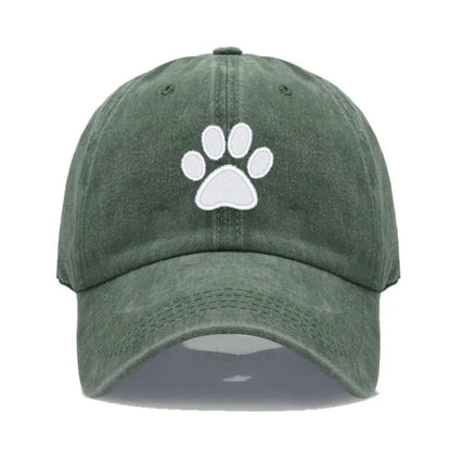 Dog Paw Embroidered Baseball Cap Women Men Adjustable Washed Cotton Dad Hat Unisex Classic Golf Caps