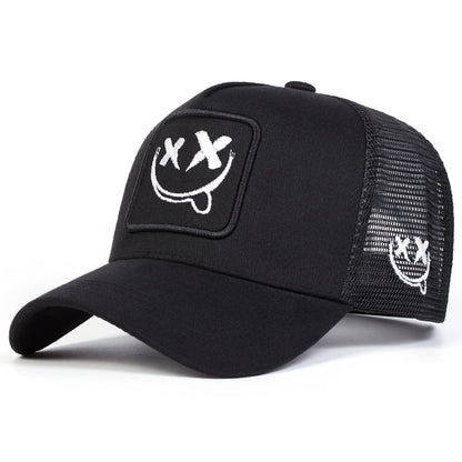 Unisex Xx Smiling Face Embroidery Baseball Net Caps Spring Summer Outdoor Adjustable Casual Hats Hip