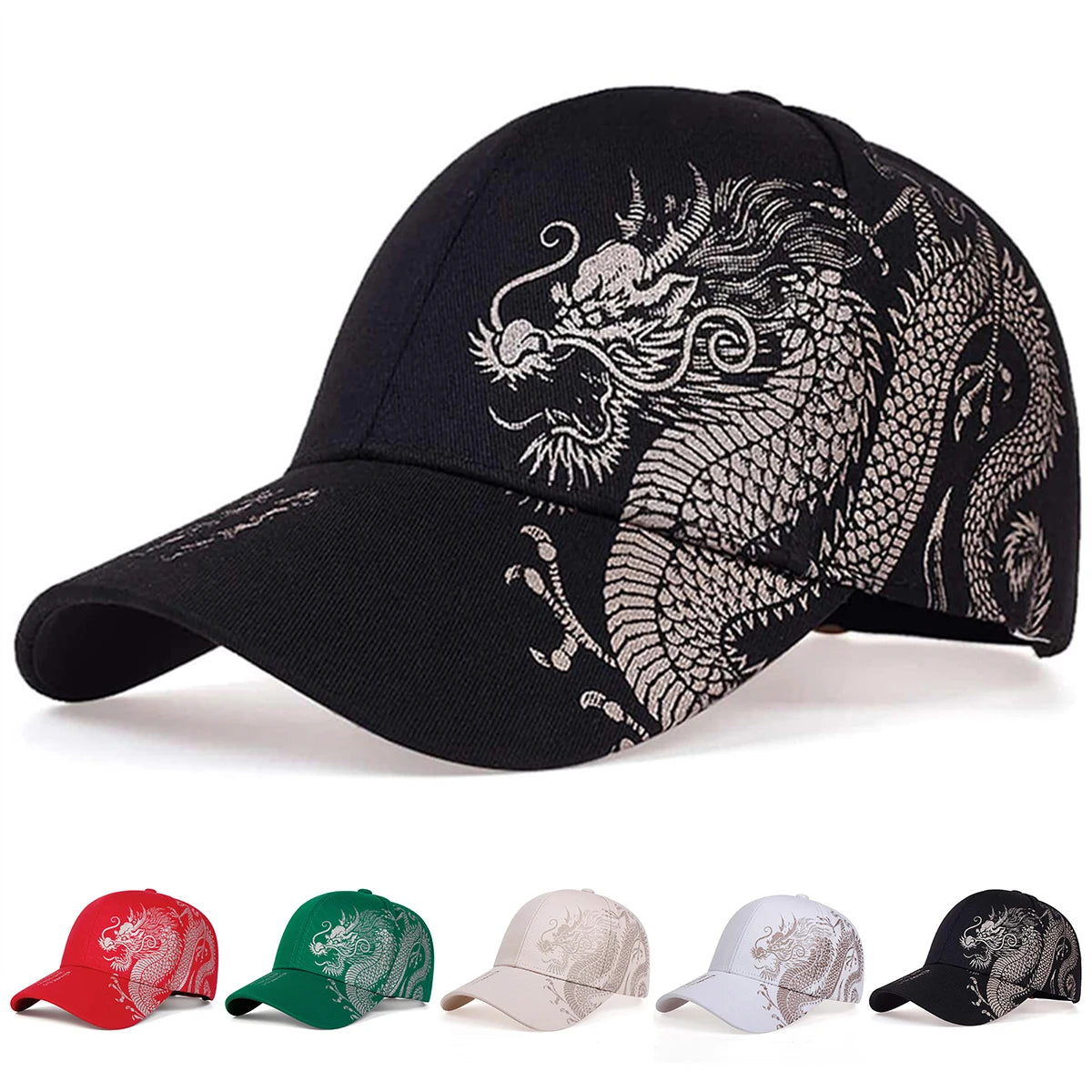 Unisex Golden Dragon Printing Baseball Caps Adjustable Casual Hats Spring Autumn Outdoor Sunscreen