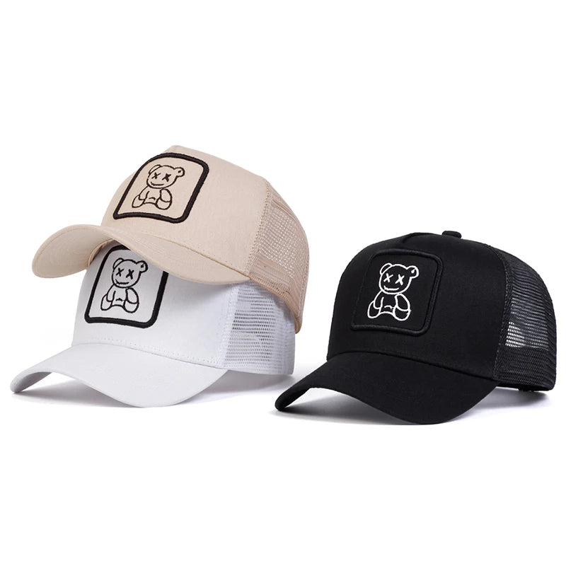Unisex Xx Little Bear Embroidery Baseball Net Caps Spring Summer Outdoor Adjustable Casual Hats