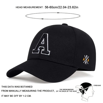 Unisex Letter Embroidery Baseball Cap Spring Autumn Snapback Hat Adjustable Casual Sunscreen