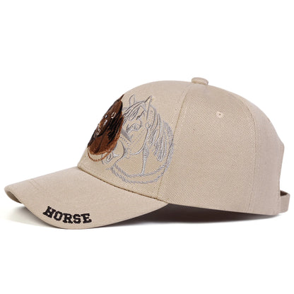 Unisex HORSE Embroidery Baseball Caps Spring Autumn Outdoor Adjustable Casual Hats Sunscreen Hat