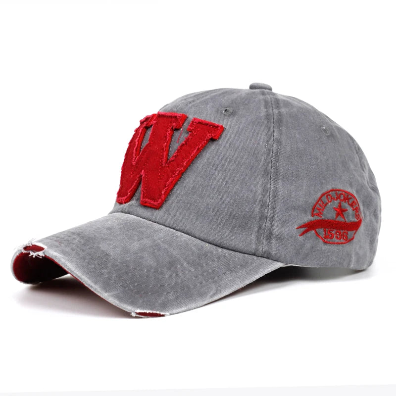 Cotton Letter W Baseball Cap Retro Outdoor Sports Caps Women Bone Gorras Curved Fitted Washed