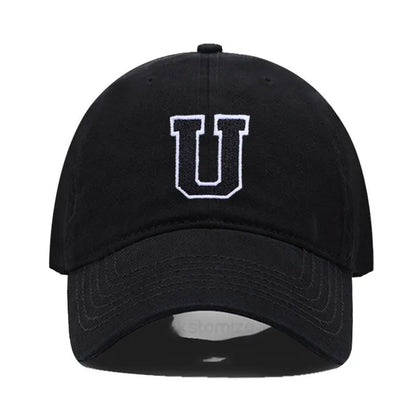 Initial Letter A-Z Embroider Baseball Cap Men Womne Soft Cotton Team Sport Visors Snapback Caps
