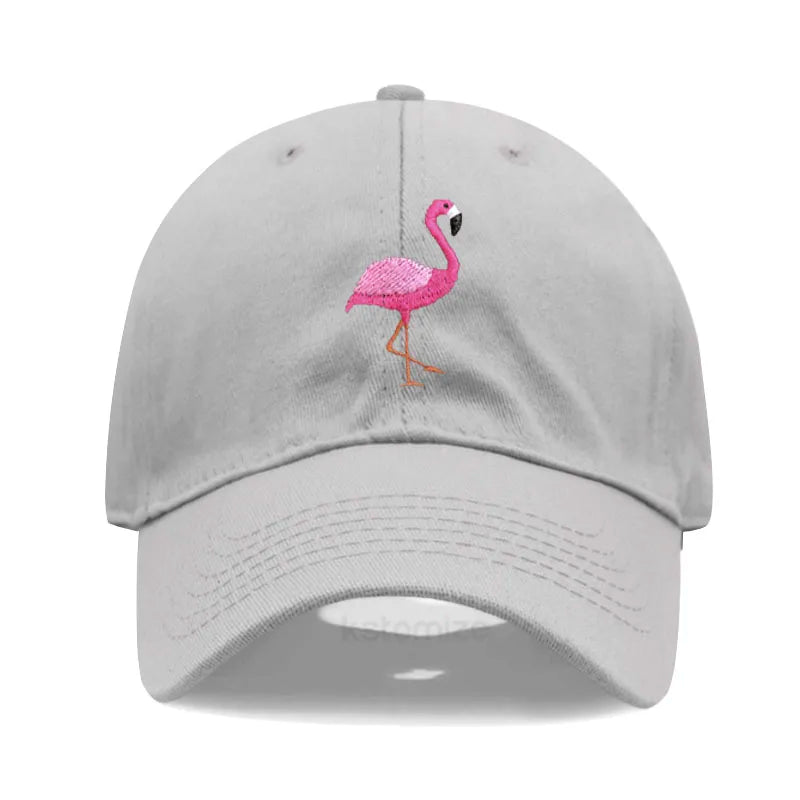 Animal Embroidery Flamingo Baseball Caps Men Women Retro Soft Washed Cotton Dad Hat Snapback Cap