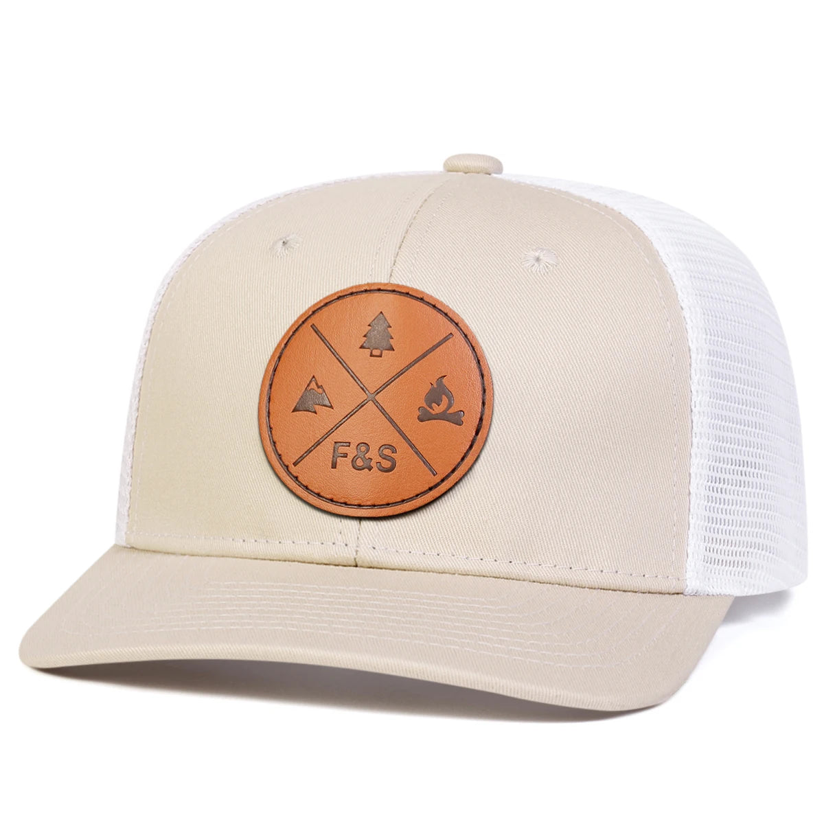 Unisex F S Round Leather Label Baseball Net Caps Spring Summer Outdoor Adjustable Casual Hats