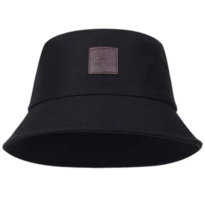Unisex York Leather Label Personality Bucket Hats Fishermen Caps Outdoor Casual Cap Sunscreen Hat
