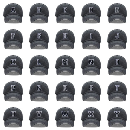 Initial Letter A-Z Embroider Baseball Cap Men Womne Washed Cotton Dad Hat Team Sport Visors Snapback