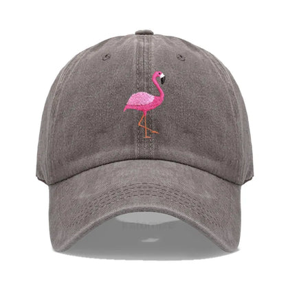 Animal Embroidery Flamingo Baseball Caps Men Women Retro Soft Washed Cotton Dad Hat Snapback Cap