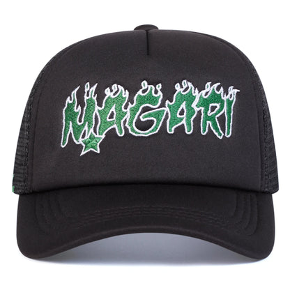 Unisex Magari Flame Embroidery Baseball Net Caps Spring Summer Outdoor Adjustable Casual Hats