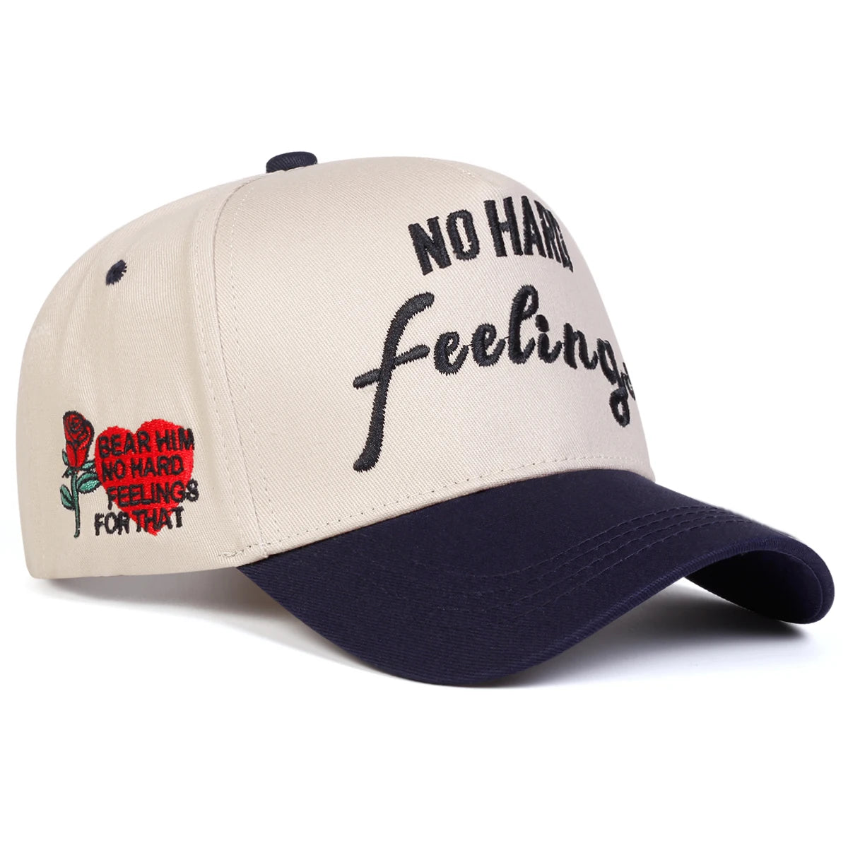 Unisex No Hard Feelings Embroidery Side Love Rose Baseball Caps Spring Autumn Outdoor Adjustable