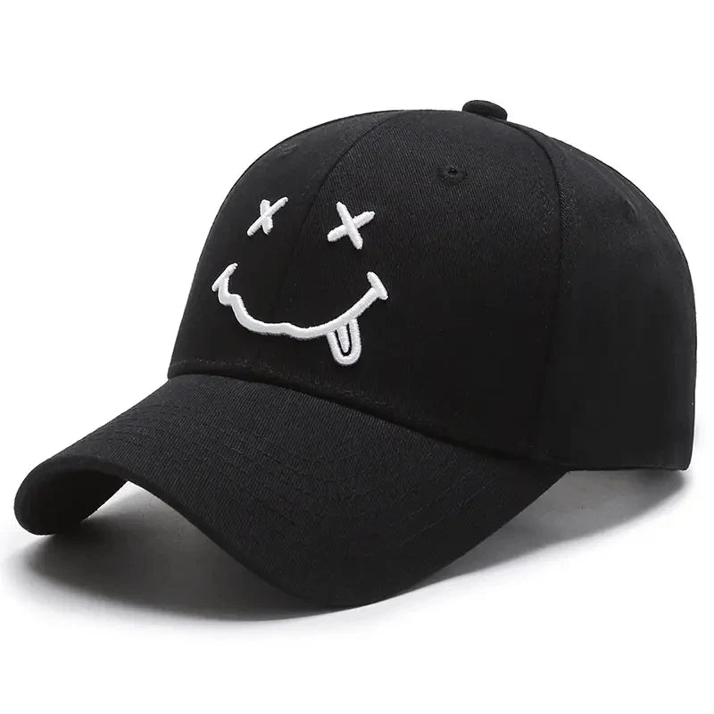 Men Women Smile Face Embroidery Baseball Caps Cotton Adjustable Snapback Hats Hip Hop Trucker Cap