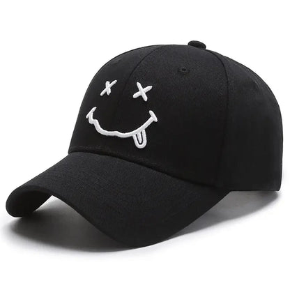 Men Women Smile Face Embroidery Baseball Caps Cotton Adjustable Snapback Hats Hip Hop Trucker Cap