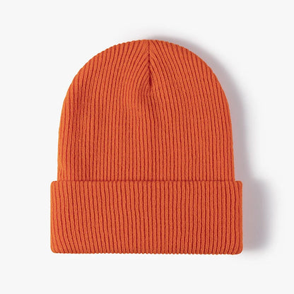 Women Men Autumn Winter Warm Beanie Hat Solid Color Lady Male Stretch Knitted Crochet Beanies Cap