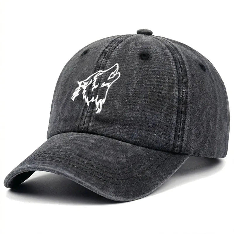 Women S Baseball Cap Men Washed Cotton Wolf Howl Embroidery Dad Hat Sport Golf Caps Man Sun Hats
