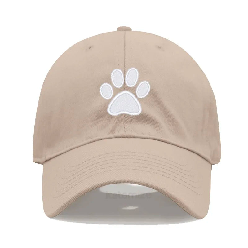 Dog Paw Embroidered Baseball Cap Women Men Adjustable Washed Cotton Dad Hat Unisex Classic Golf Caps