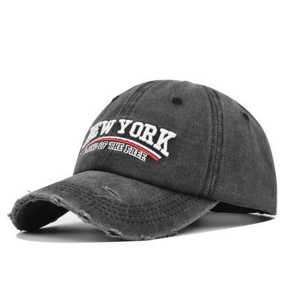 Retro Embroidered Letter Baseball Cap Unisex Adjustable Washed Cotton Hip Hop Snapback Outdoor