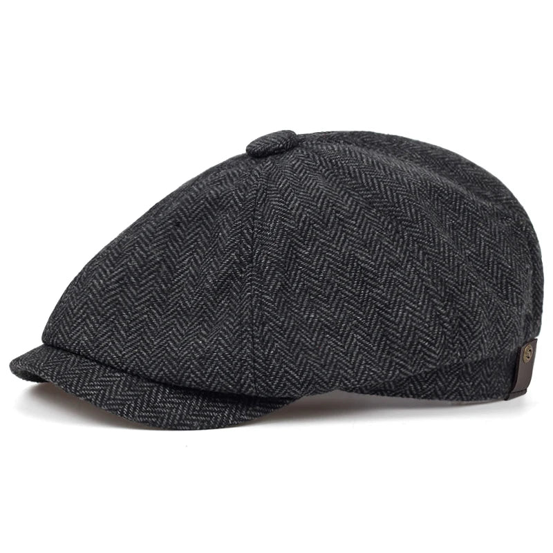 Male Ivy Hat Big Head Man Autumn Winter Newsboy Cap Top Grade Beret Caps