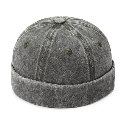 Women Men Solid Cotton Cap Hat Washed Denim Beanie Spring Autumn Retro Adjustable Docker Sailor