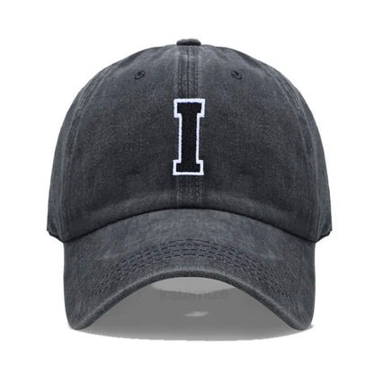 Initial Letter A-Z Embroider Baseball Cap Men Womne Washed Cotton Dad Hat Team Sport Visors Snapback