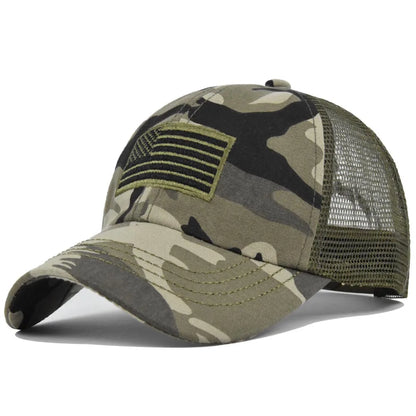 Unisex Camouflage Tactics Cap Embroidered Patch Draw Baseball Male Female Trucker Hat Mesh