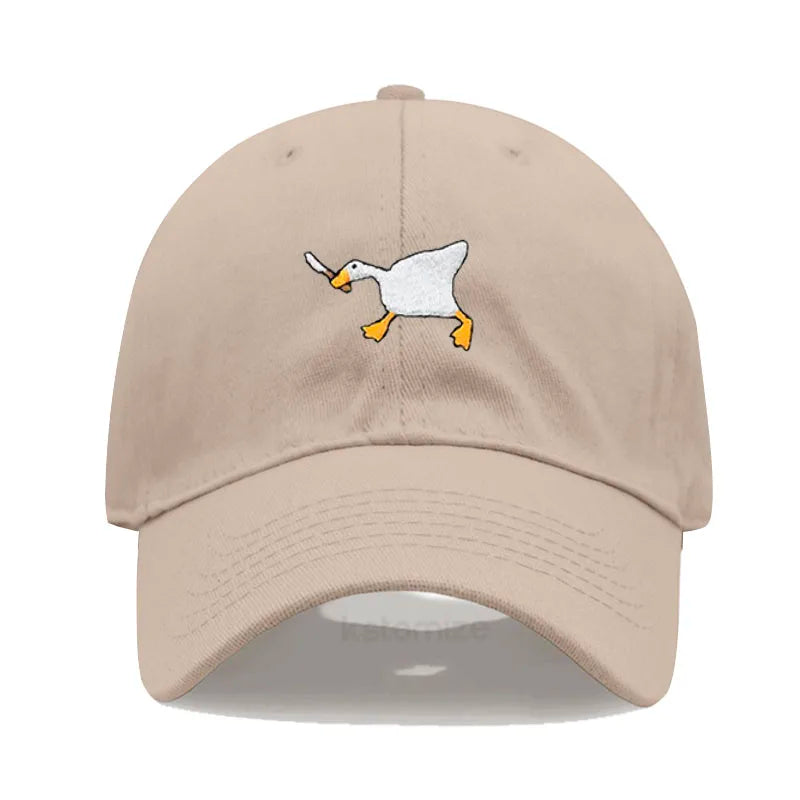 Unisex Dad Hat Embroidered Goose Pattern Fashionable Style Duckbill Cap Men Women