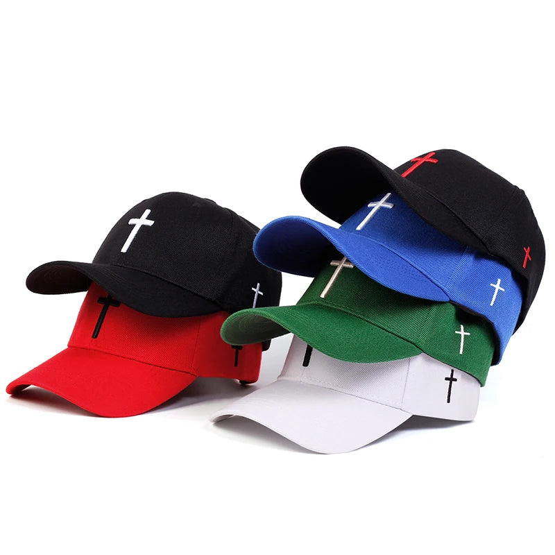 Unisex Cross Embroidery Baseball Cap Adjustable Golf Hat Cotton Snapback Caps Casquette Hats Casual