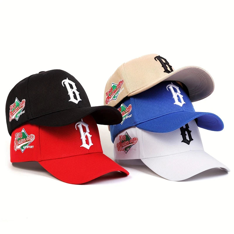 B Letter Embroidery Baseball Caps Cotton Snapback Hat Sports Hip Hop Trucker Hats Summer Outdoor Sun