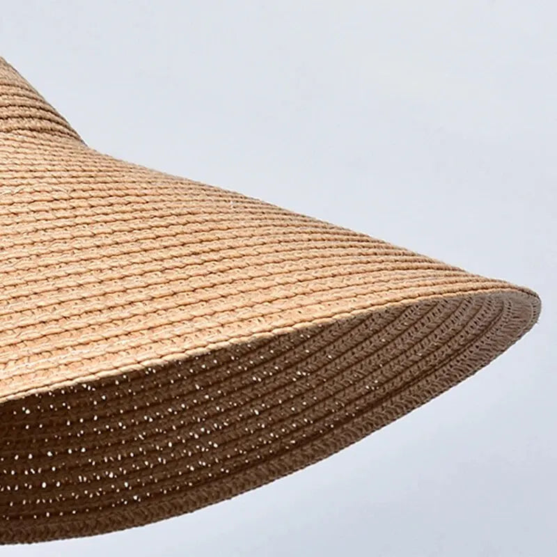 Xinbaoguan 100% Straw Knitted8222Summer Women's New Sunscreen Hat with Large Eaves and Hair Hoops Straw Hat Fashion Open Top Hat