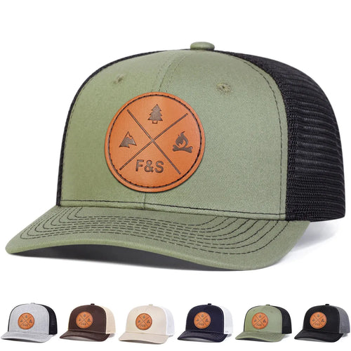 Unisex F S Round Leather Label Baseball Net Caps Spring Summer Outdoor Adjustable Casual Hats