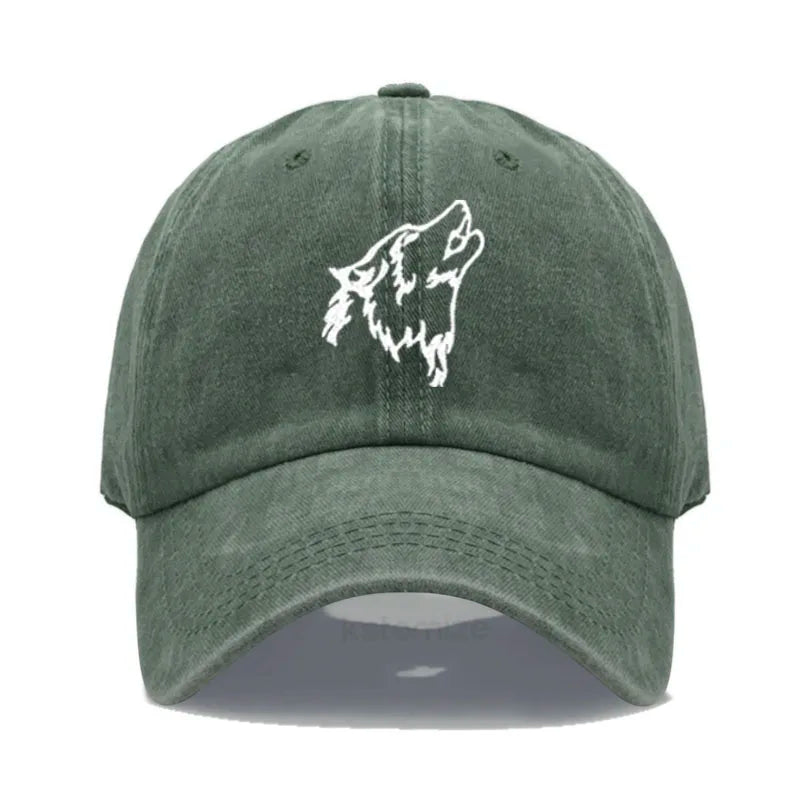 Women S Baseball Cap Men Washed Cotton Wolf Howl Embroidery Dad Hat Sport Golf Caps Man Sun Hats