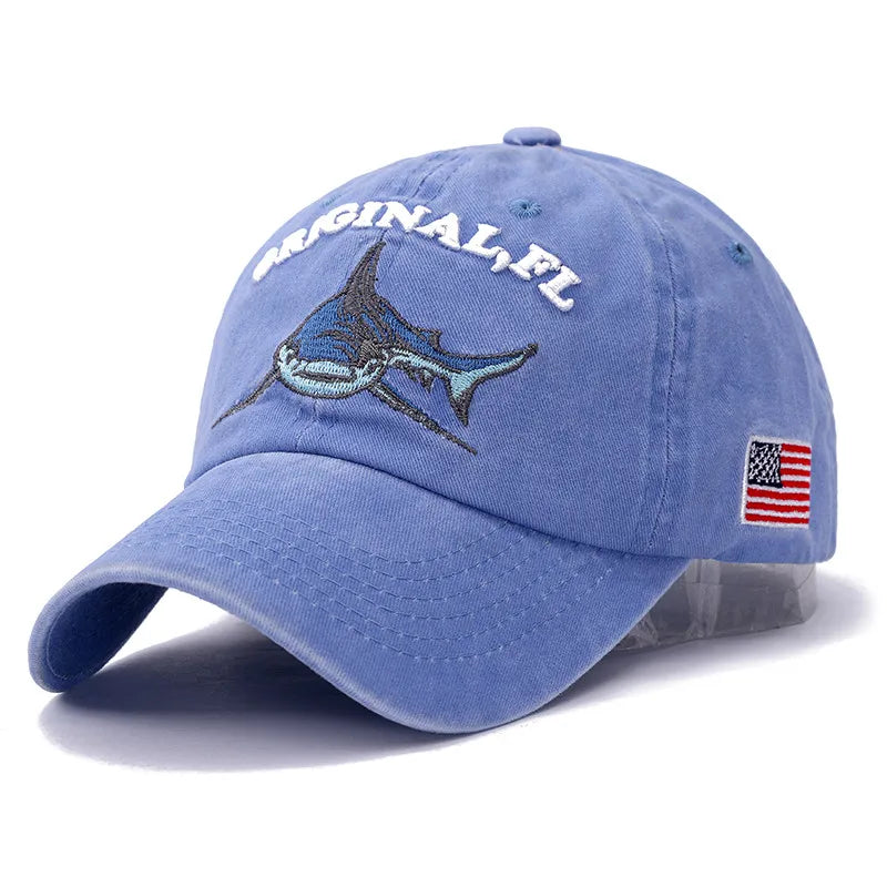 Wash Cotton America Flag Shark Men S Baseball Cap Women Snapback Hats Bone Hip Hop Dad Hat Gorras